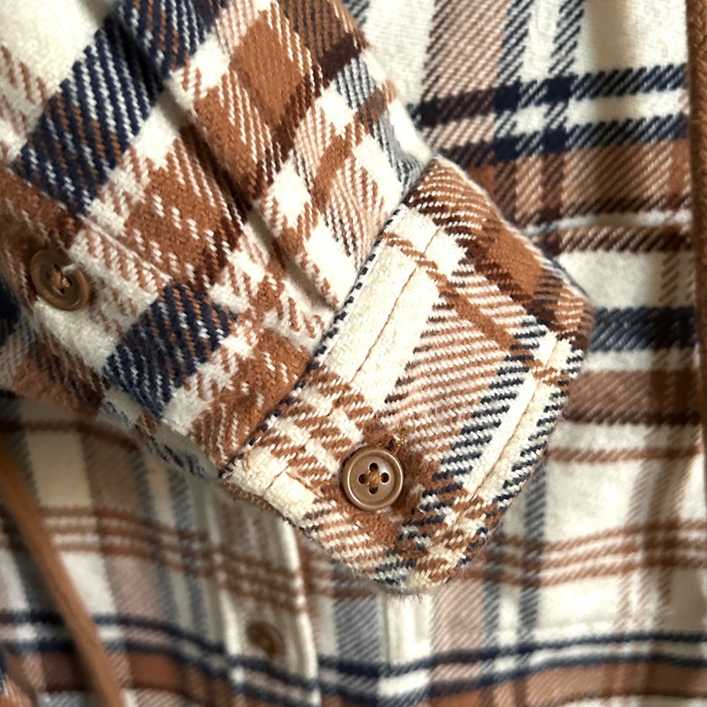 AE Women’s American Eagle Hooded Flannel Button Down Shirt XS EUC - Picture 9 of 9